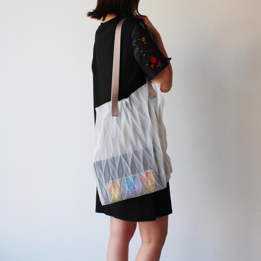 zero：Pleats bag L（ヘリンボーン）プリーツ・バッグ L：ショルダーバッグ 軽い 透ける 透明感 UDZERO025