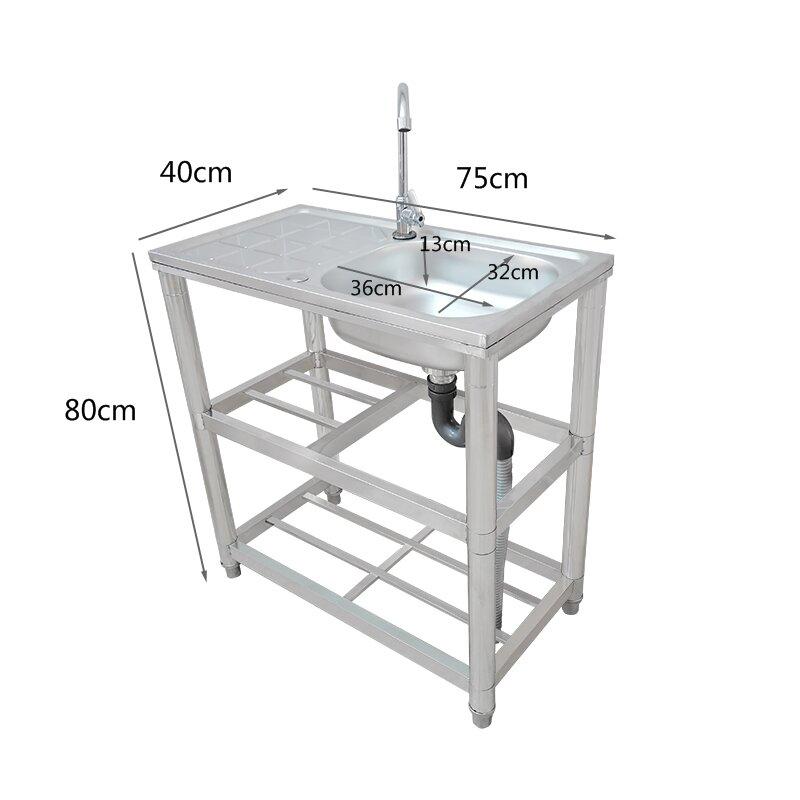 流し台 ステンレス製 蛇口水栓付き 蛇口左右OK 屋外 簡易式 ガーデンシンク 錆びず 簡単取付 工場 農園でも(収納棚2段作業台付幅75奥行40x高さ80cm )｜hio｜03