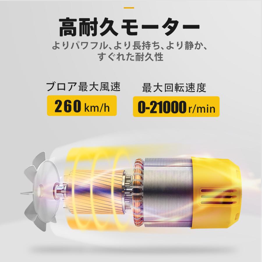ブロワー 充電式 ハンディタイプ 小型 コードレス 電圧20V 1500mAh 電動 高耐久モーター 2WAY 低騒音|hio|02