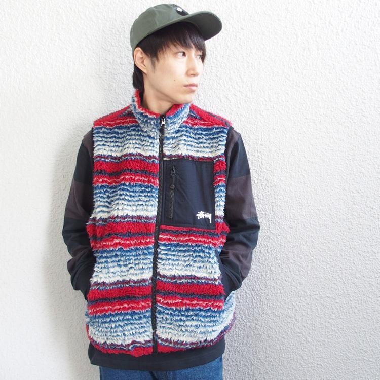 STUSSY（ステューシー） ベスト フリースベスト Striped Sherpa Vest