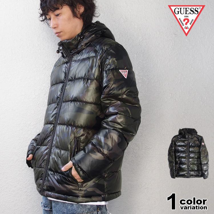 GUESS（ゲス） UK限定モデル 中綿 ジャケット 迷彩柄 総柄 パファー 