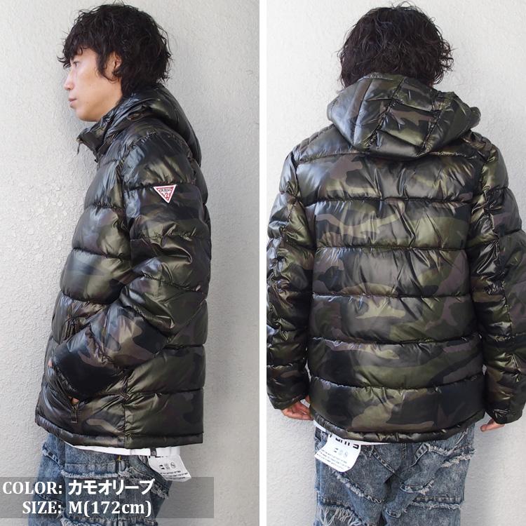 GUESS（ゲス） UK限定モデル 中綿 ジャケット 迷彩柄 総柄 パファー 