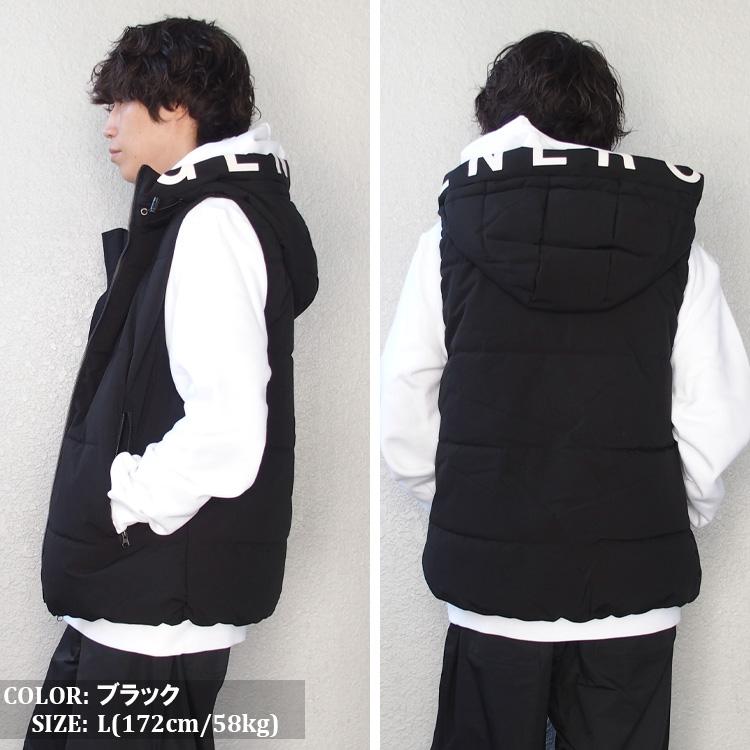 SUGGESTION 中綿ベスト メンズ レディース サジェスション フードロゴ