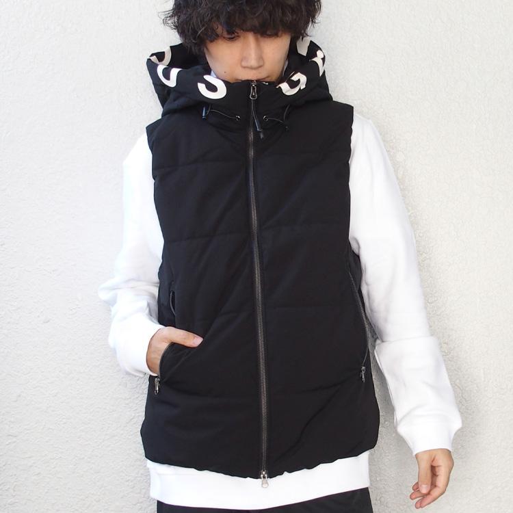 SUGGESTION 中綿ベスト メンズ レディース サジェスション フードロゴ