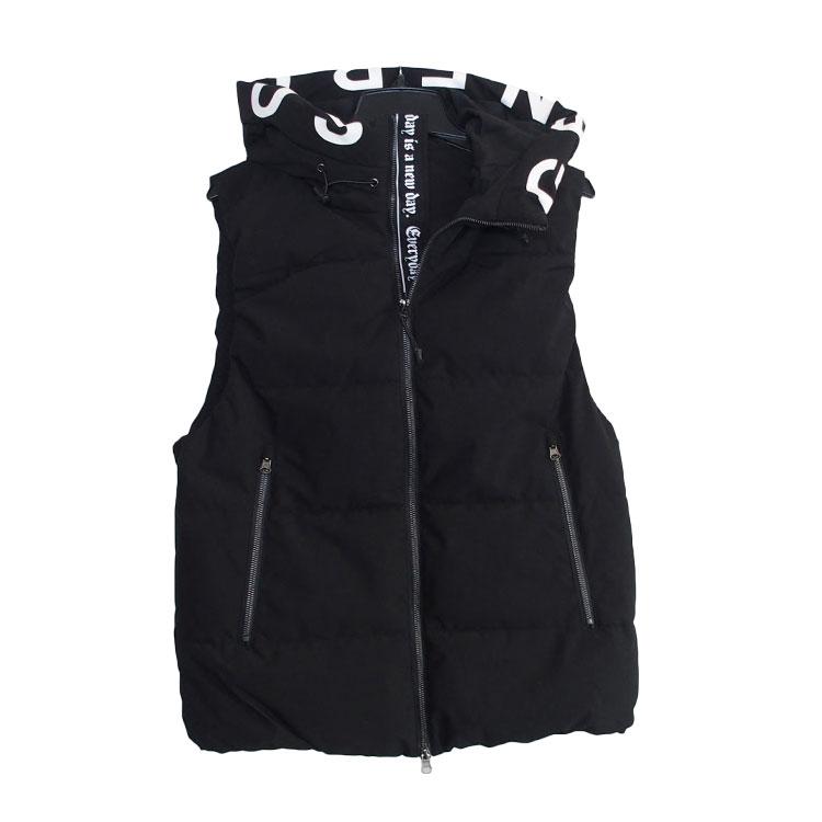 SUGGESTION 中綿ベスト メンズ レディース サジェスション フードロゴ