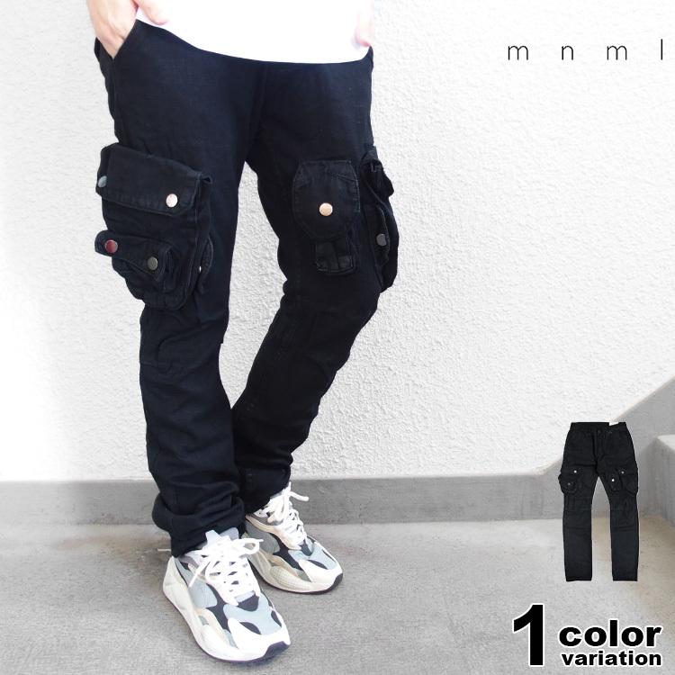 mnml パンツ ミニマル デニム カーゴパンツ WAXED DENIM CARGO PANTS スリム メンズ ボトムス 21ml
