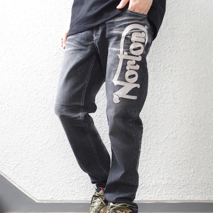 ノートン（NORTON） デニムパンツ ストレッチ 抜染 ビッグ ロゴ デニム