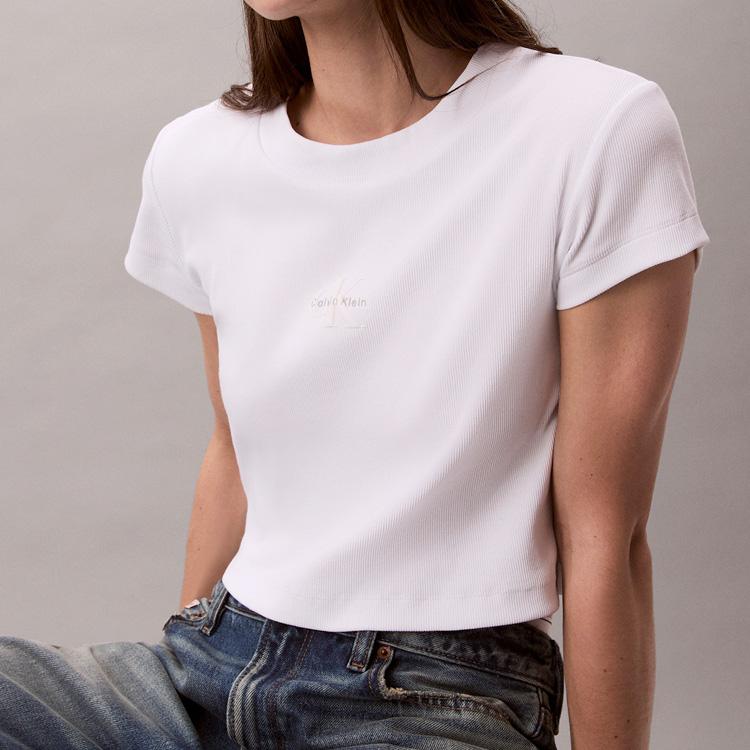新品未使用 カルバンクライン ロゴ入りクロップドTシャツ 白S Calvin Klein - 新品未使用 カルバンクライン ロゴ入りクロップドT