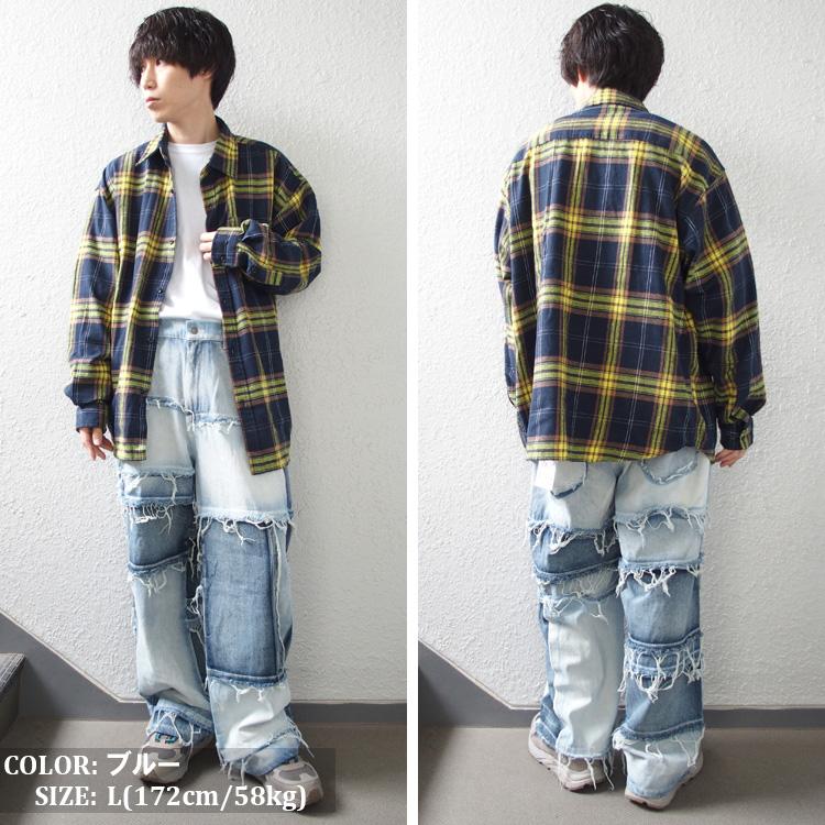 【リメイク】 デニム 再構築 カーゴパンツ 大きいサイズ クレイジーパターン Jungle Storm（ジャングルストーム） デニムパンツ パッチワーク