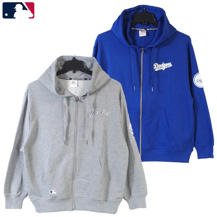 MLB ドジャース　ジップアップ　パーカー　スウェット　エンボス加工　刺繍　LL MLB スウェット ジップパーカー メジャーリーグベースボール チーム
