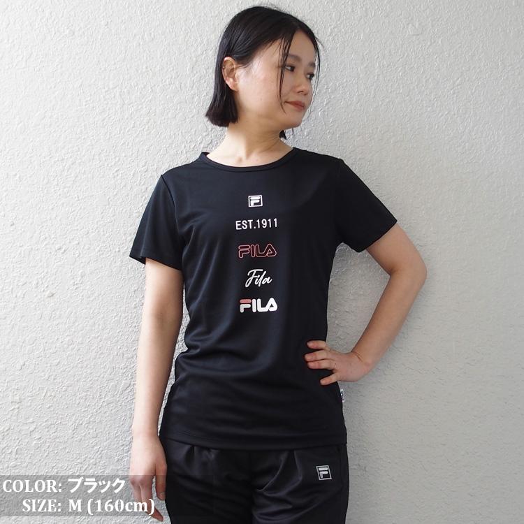 FILA フィラ 半袖 Tシャツ レディース 吸水速乾 UV対策 吸汗 ドライ フィット トレーニングシャツ ランニング ダンス フィットネス｜hiphopdope｜09