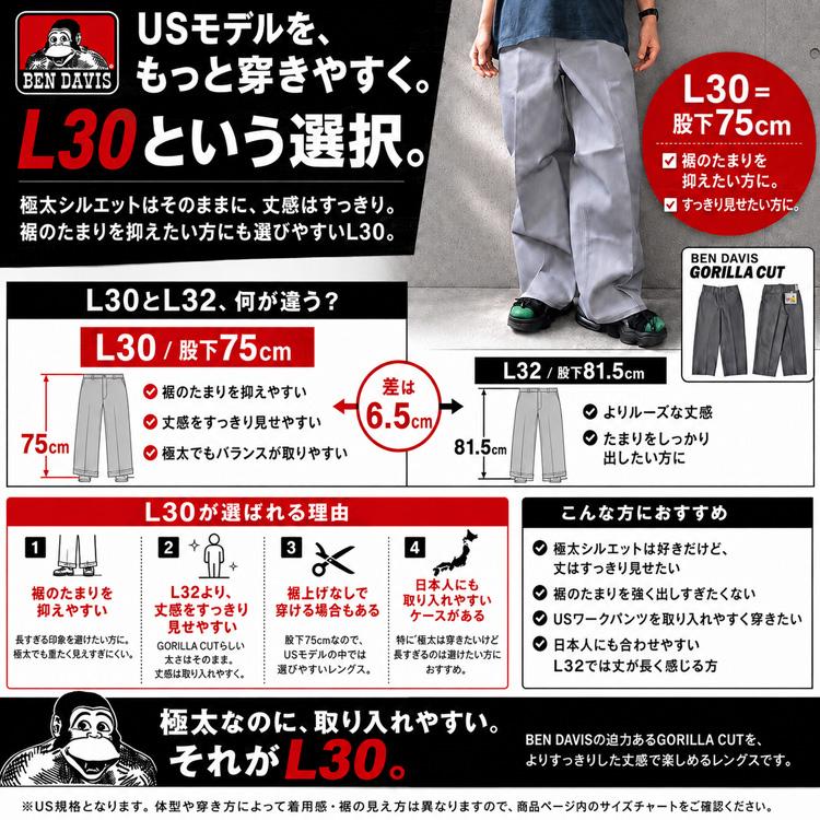 BEN DAVIS（ベンデイビス） ゴリラカット パンツ メンズ ワークパンツ
