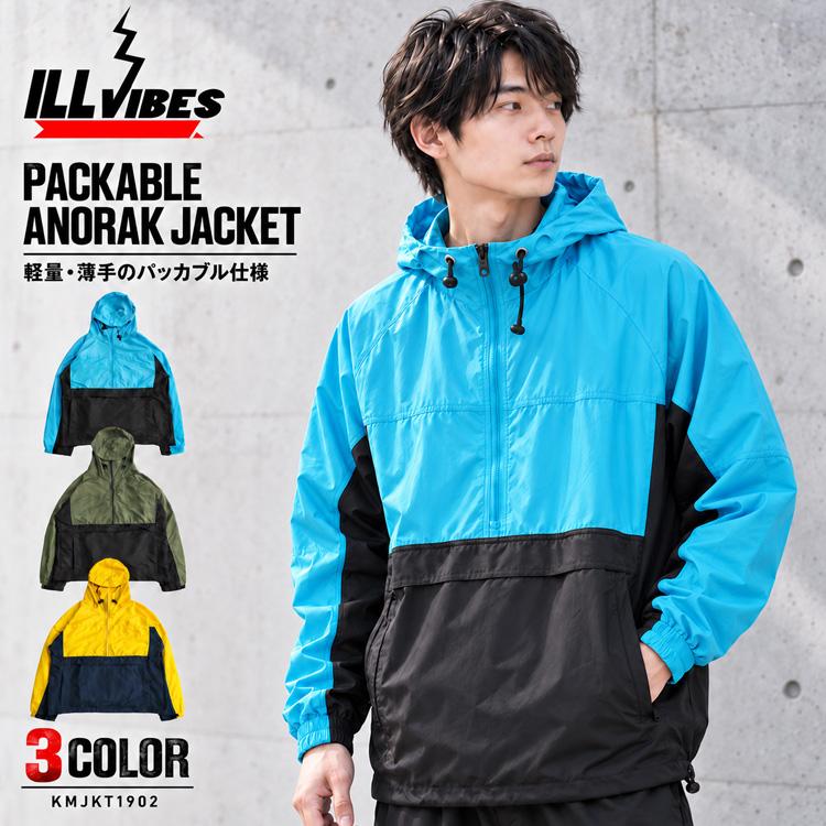 ILL VIBES メンズ ジャケット パッカブル アノラックジャケット 