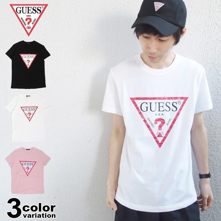 GUESS（ゲス） Tシャツ 半袖 迷彩 プリント CAMO TRIANGLE LOGO TEE