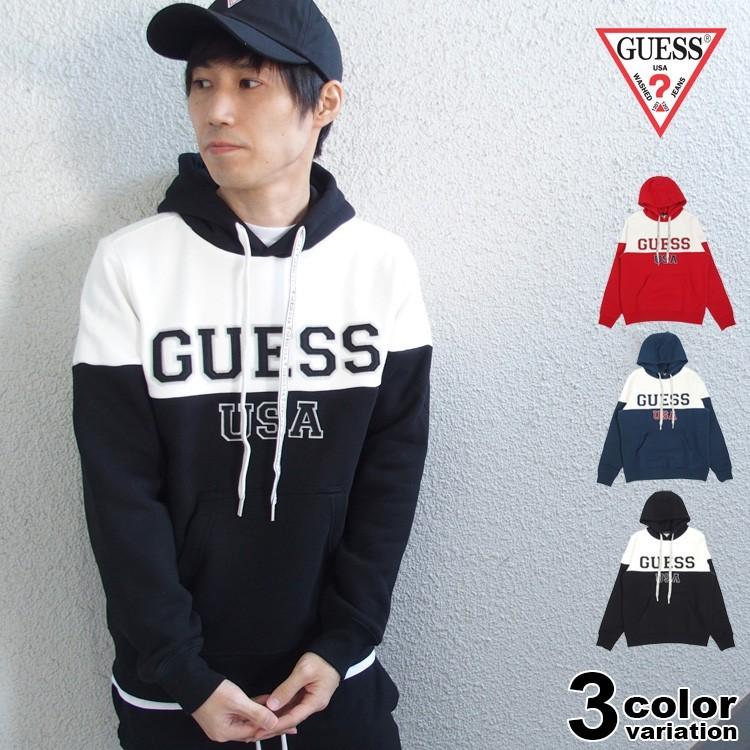 ゲス GUESS プルオーバー パーカー ツートーン カレッジ スウェット MI4K8527MI トライアングルロゴ メンズ レディース GUESS（ゲス） 激レア パーカー スウェット プルオーバー TWO TONE
