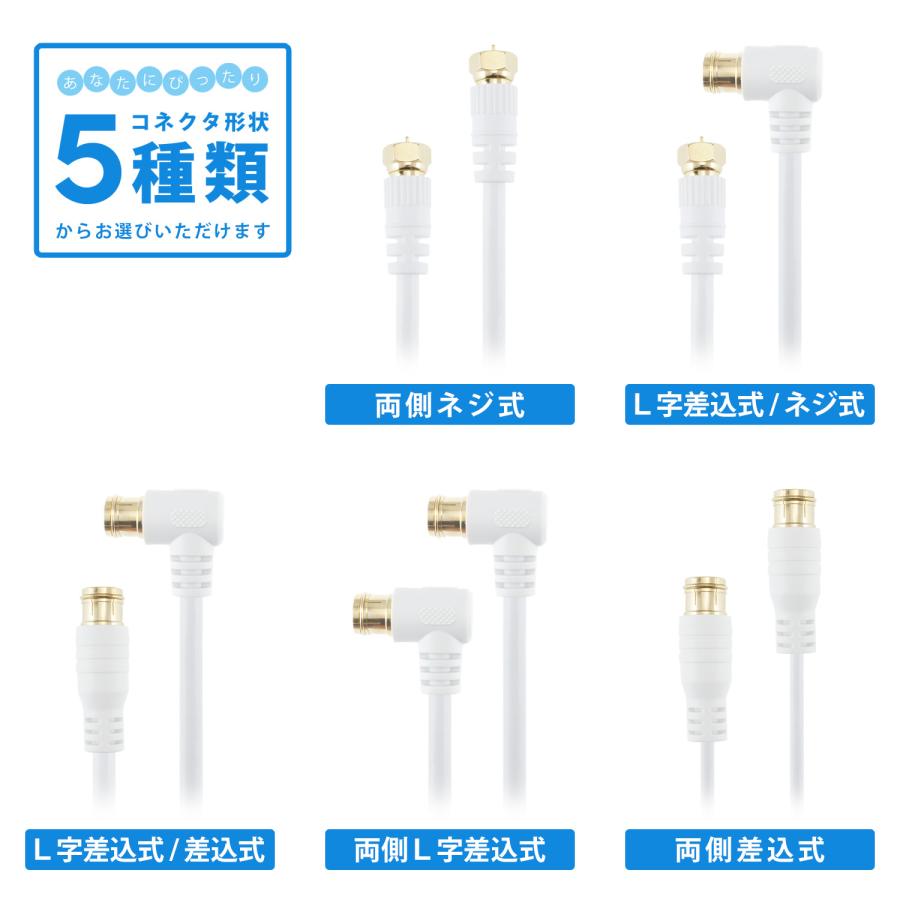 アンテナケーブル 2m 選べるコネクタ/太さ/色 4K 8K 地デジ BS CS 衛星放送 対応 テレビケーブル テレビ線 テレビコード 同軸ケーブル TVケーブル 2.5c 4c | ホーリック | 02