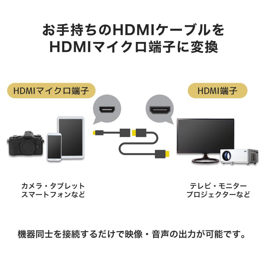 HDMIマイクロ変換アダプタ 7cm 10.2Gbps 4K 30p テレビ モニタ 対応 Ver1.4 シルバー HDM07-042ADS HORIC｜hipregio-yh｜02