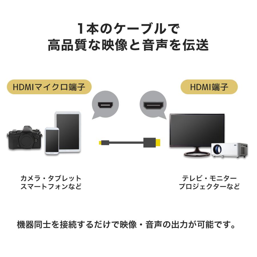 HDMIマイクロケーブル 2m 10.2Gbps 4K 30p 対応 Ver1.4 デジカメ カーナビ ゴールド/シルバー HORIC [017MCG/040MCS]｜hipregio-yh｜04