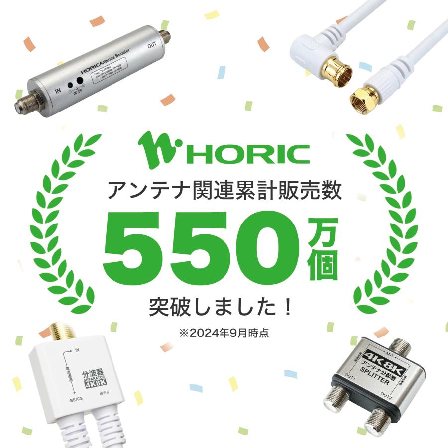ホーリック アンテナ分配器 4C出力ケーブル2本付属 ケーブル長1m ホーリック アンテナ分配器 4C出力ケーブル2本付属 ケーブル長1m