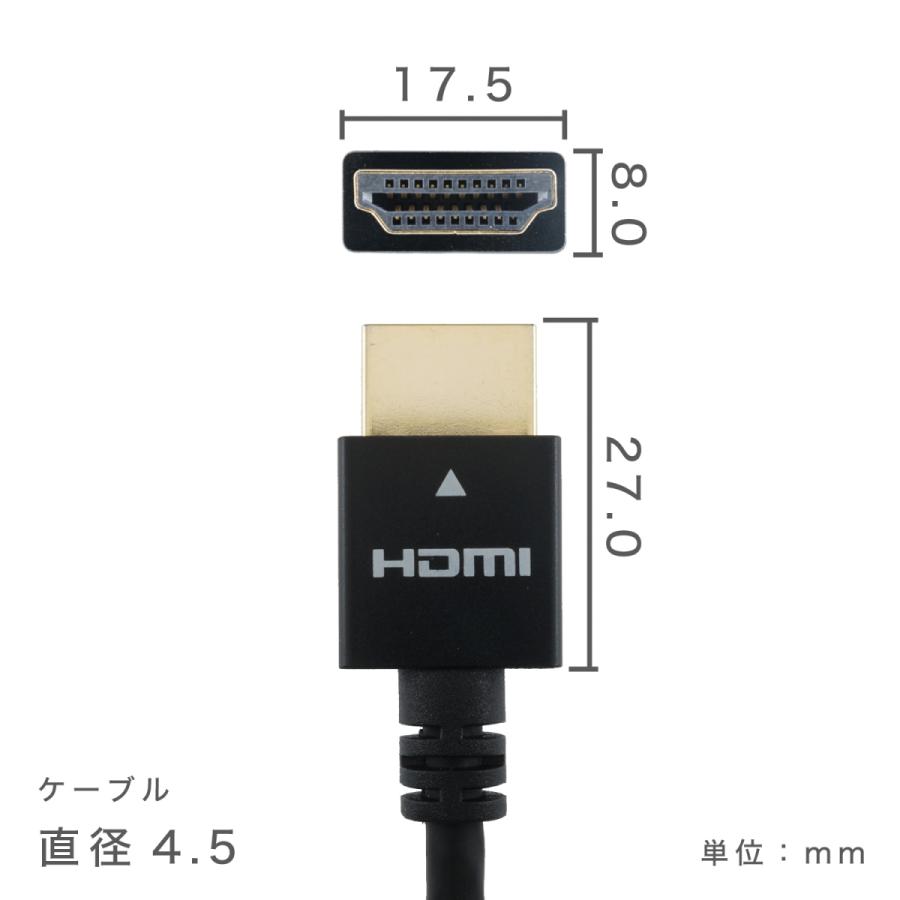 HDMIケーブル 1.5ｍ スリム コンパクト 18Gbps 4K 60p HDR テレビ モニタ 対応 Ver2.0 ブラック HDM15-495BK HORIC｜hipregio-yh｜05