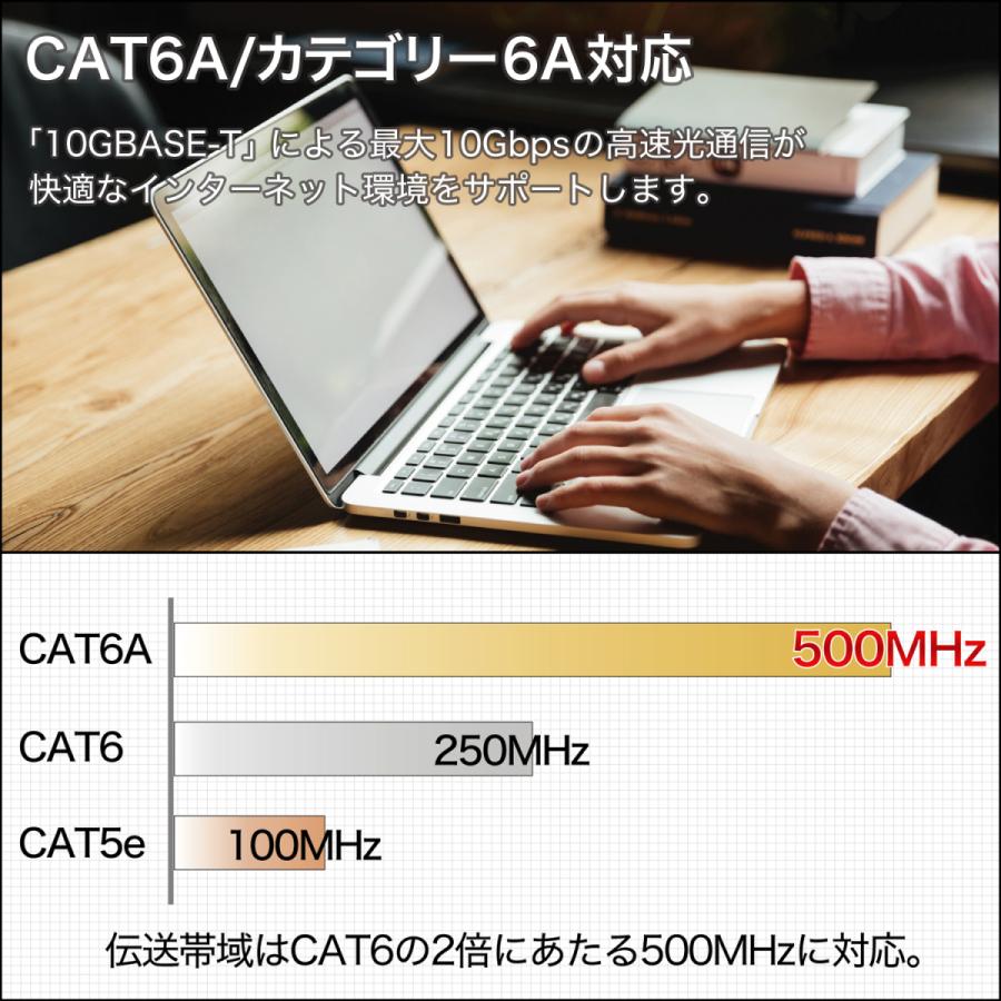 【CAT6A】LANケーブル 0.5m ツメ折れ防止カバー付き UTP 50cm パープル/ブラック HORIC ホーリック[510RB/577RB]｜hipregio-yh｜06