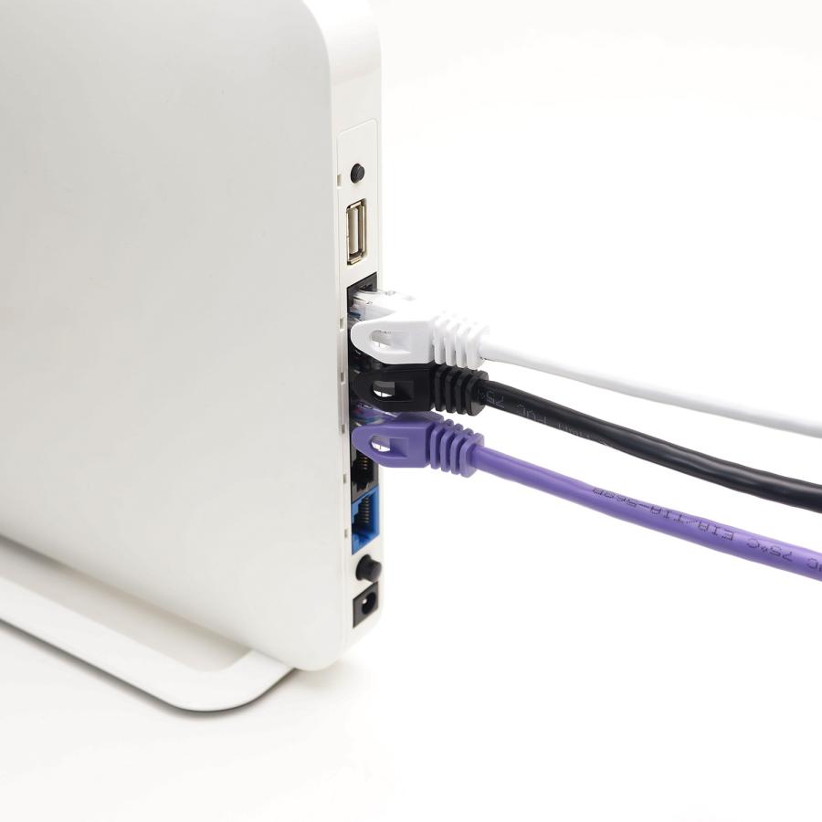 LANケーブル 2m CAT6A 10Gbps対応 パープル/ブラック/ホワイト ツメ