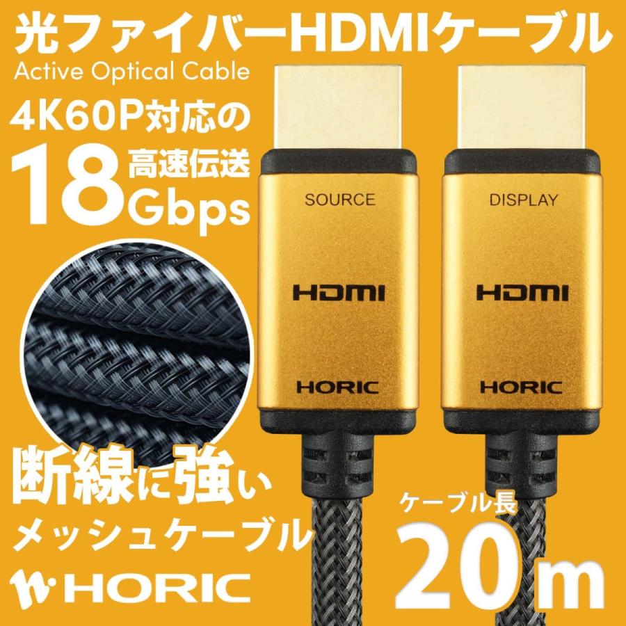 光ファイバー HDMIケーブル 20m 18Gbps 4K 60p HDR テレビ モニタ 対応