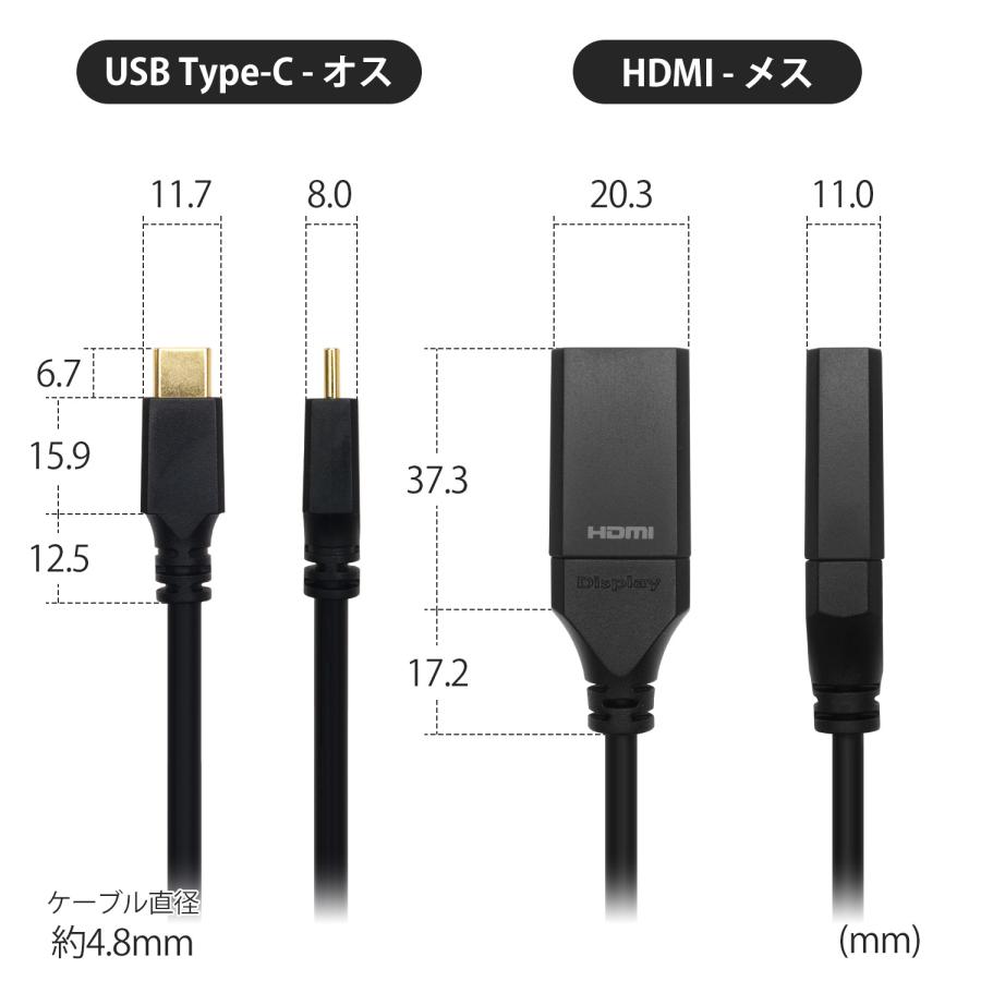 USB Type-C から HDMI 変換アダプタ 10cm iPhone 4K60p対応 Type USB Type-C から HDMI 変換アダプタ 10cm iPhone 4K60p対応 Type