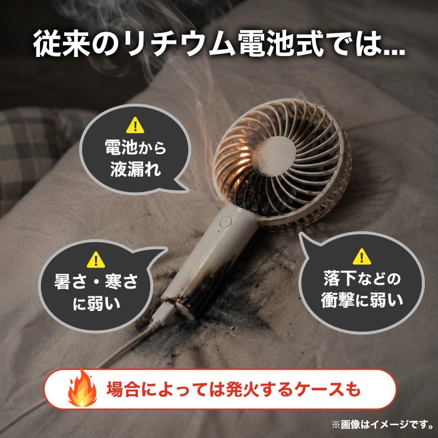 発火しにくい ハンディファン 準固体バッテリー 18時間連続使用 スマホ