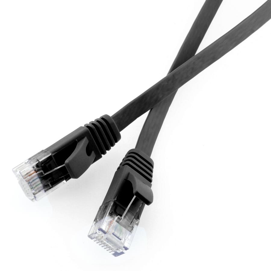 フラット LANケーブル 0.7m CAT6A 10Gbps対応 ブラック/ホワイト ツメ