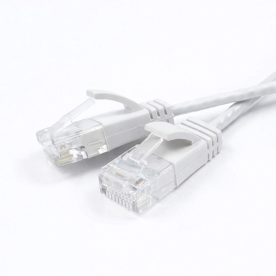 スリム LANケーブル 0.7m CAT6A 10Gbps対応 ブラック/ホワイト ツメ