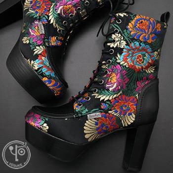 ヨースケ Yosuke 靴 厚底レースアップブーツ ショート丈 レディース 別注 和柄バージョン 予約 は8月下旬頃入荷分予約販売 Yosuke Blm 靴 ブーツ通販専門店 ヒップス 通販 Yahoo ショッピング