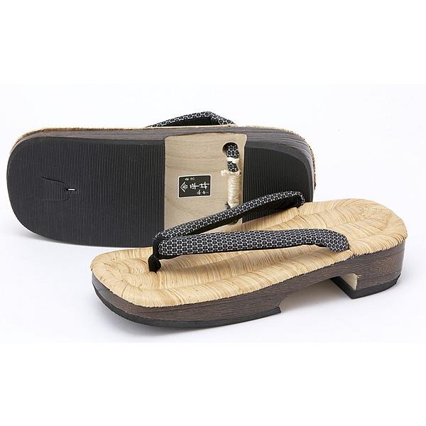 下駄 男性用 老舗 男山畳表右近 大島黒 着物 下駄 甚平 下駄 送料