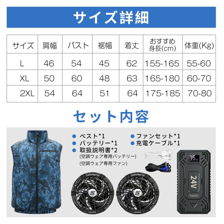 空調作業服 バッテリーファンセット 24V 空調ベスト フルセット 空調