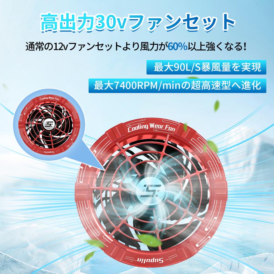 30V バッテリー ファン セット 空調ウェア 空調作業服 用 36800mAh 大