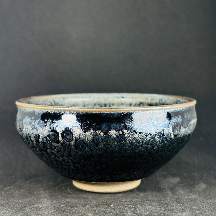 TM5】三片半作 油滴天目茶碗 香炉形 希少 逸品 酒盃 天目茶碗