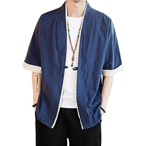 メンズ カーディガン 7分袖 開襟シャツ 羽織 チャイナスーツ アウター 夏 和風 トップス 修行僧 ゆったり カジュアル Bネイビー M Mugen Ude05l2dh Hirameki Space 通販 Yahoo ショッピング