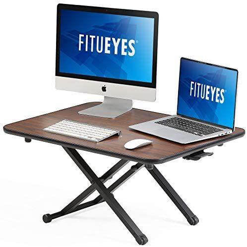 公式 FITUEYES 高さ調整可 スタンディングデスク 昇降式多機能畳 オフィスワークテーブル/食卓 ダイニングテーブル (ウォルナット) コピー機本体