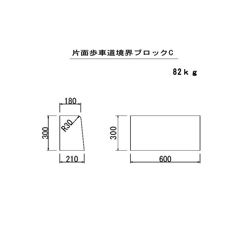 歩車道境界ブロック C型 180/210×300×600（荷受け時リフト等が必要です