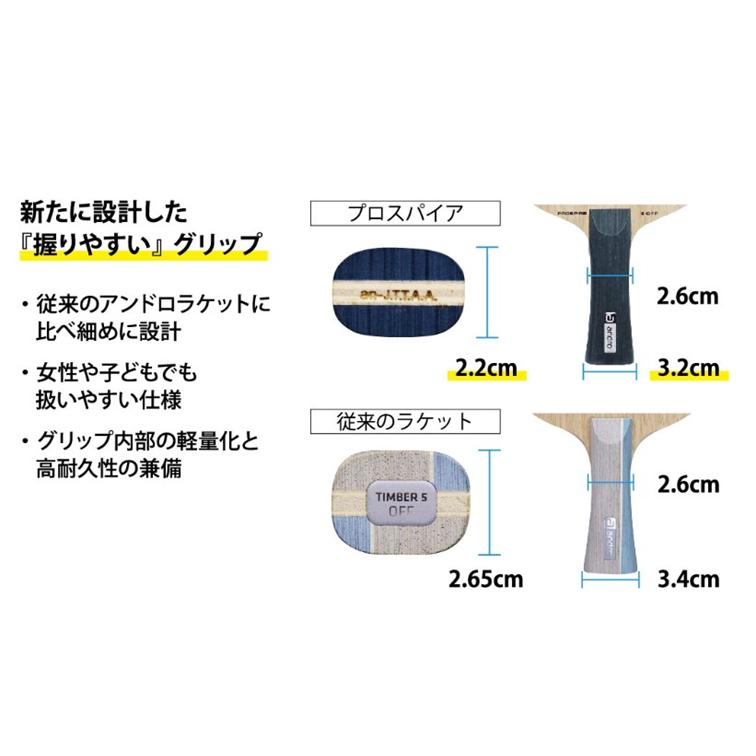 andro アンドロ 卓球 ラケット プロスパイア CO OFF 卓球ラケット FL フレア CS 中国式ペン 木材5枚合板 アウターカーボン 攻撃用の画像
