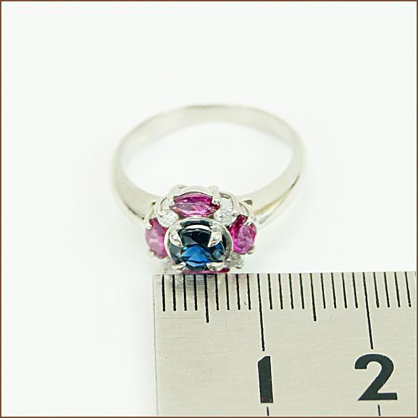 PT850 プラチナ サファイア0.72ct リング ルビー ダイヤモンド 指輪 12 