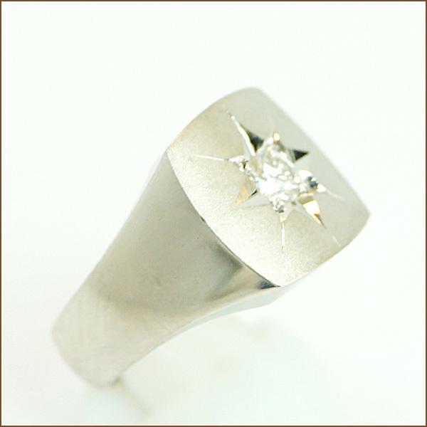 PT850 プラチナ 印台 リング ダイヤモンド0.24ct 19号 メンズ 指輪 
