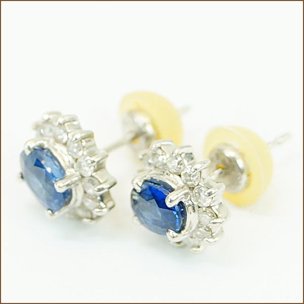 PT900 プラチナ サファイア ダイヤモンド0.18ct/0.18ct ピアス 