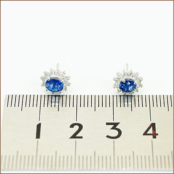 PT900 プラチナ サファイア ダイヤモンド0.18ct/0.18ct ピアス 