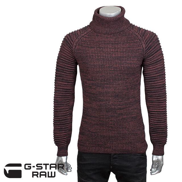 G-STAR RAW ジースター ロゥ メンズ  タートルニット SUZAKI TURTLE KNIT L/S D03206 6299 7207 DK BLACK/DK BORDEAUX｜hiro-clothing