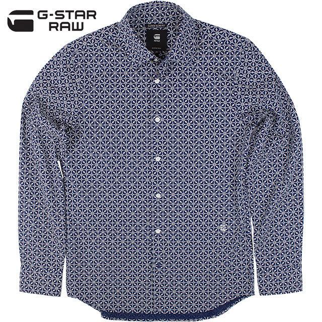 【第1位獲得！】 G-STAR RAW ジースター ロゥ メンズ シャツ CORE SUPER SLIM SHIRT D16171 C173 6105 IMPERIAL-BLUE/MILK 半袖