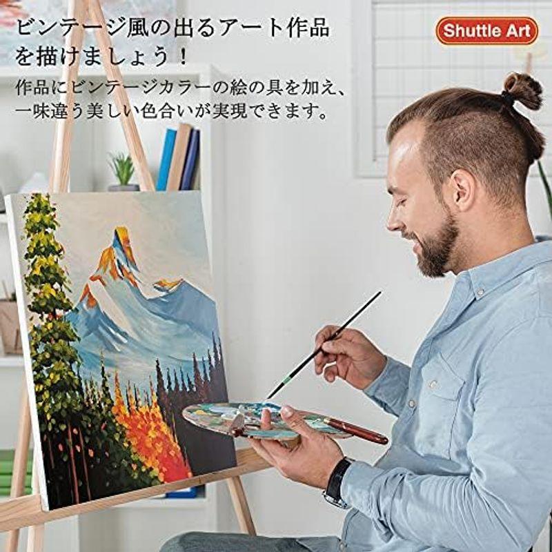 Shuttle Art アクリル絵の具 ビンテージカラー 25色 絵の具セット 60ml ペイントブラシ3本 パレット付き ヴィンテージ風｜hiro-life-shop｜10