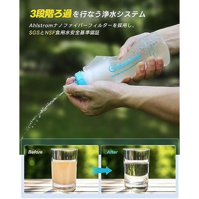 2023業界新登場GreeShow 浄水ボトル 水筒 直飲み 携帯浄水器 簡易濾過器 アウトドア 登山 キャンプ用品 ボトル 防災グッズ 災｜hiro-life-shop｜03