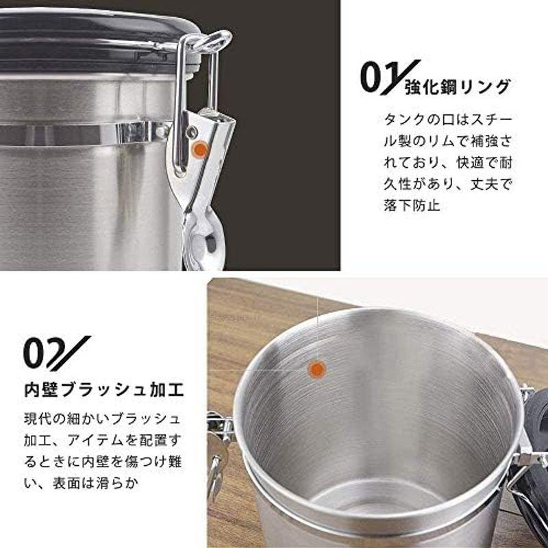 コーヒーキャニスター 1500ml コーヒー豆 保存容器 密封容器 交換用バルブ付き スプーン付き 500g 茶筒 お菓子 糖 香料 日付表｜hiro-life-shop｜09