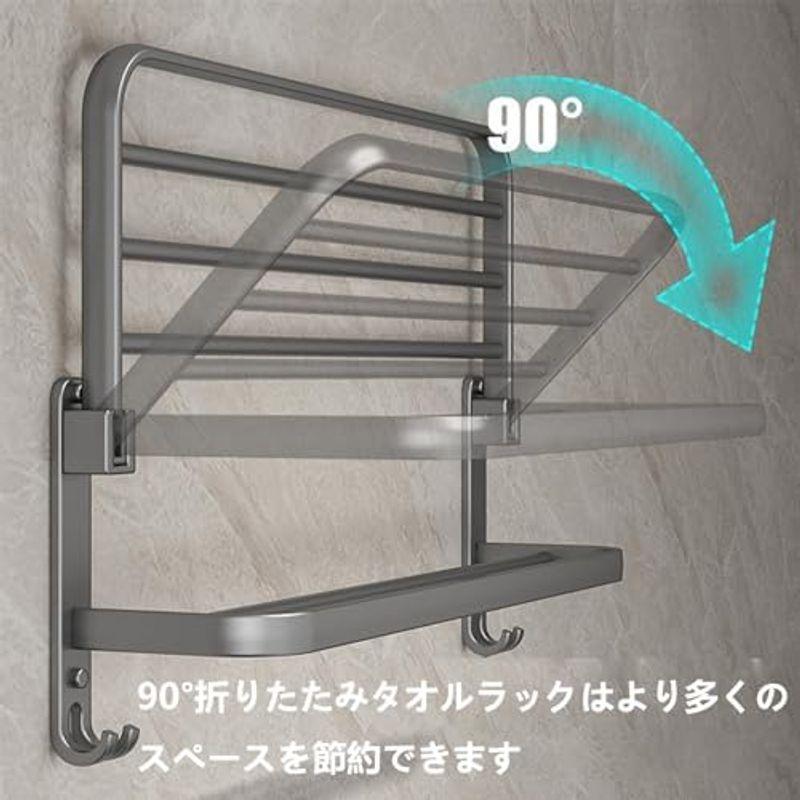 タオル掛け バスタオル ハンガー タオルかけ 壁掛け 50cm フック付 アルミ製タオル掛け 洗面所バスルーム用 お風呂 洗面台 強力粘着｜hiro-life-shop｜05